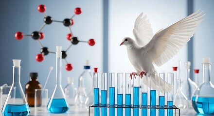 White dove science laboratory research molecular model