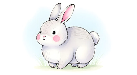 Fototapeta premium Watercolor bunny art with pastel rainbow colors for kids' room decor and spring holiday designs, cute and whimsical