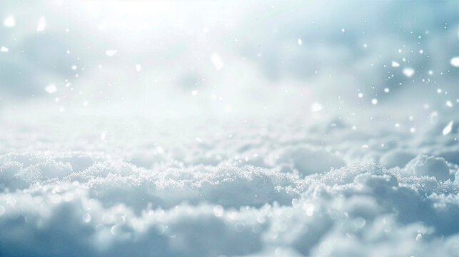  pure white snowy bokeh background, soft floating snow particles - Powered by Adobe
