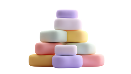 Pastel Colored Stacked Soft Square Blocks Building Toy