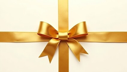 gold ribbon with bow on black background