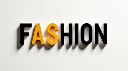 A bold, black and orange text on a white background reads "FASHION"