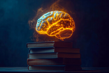 Neural Brain Network, Knowledge Learning Concept, Artificial Intelligence Books