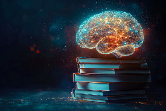 Neural Brain Network, Knowledge Learning Concept, Artificial Intelligence Books