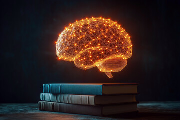 Neural Brain Network, Knowledge Learning Concept, Artificial Intelligence Books