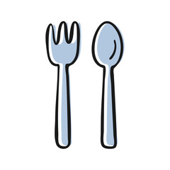 Hand Drawn Fork and Spoon Utensils