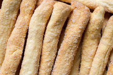 Cookies sweet breadsticks close-up. Texture of Baked Goods