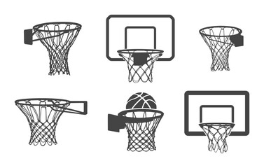 Basketball hoop silhouette, Basketball net, ring icon set, Basketball hoop svg, Basketball hoop drawing. 