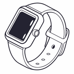 Smartwatch outline isolated on, wearable technology vector design
