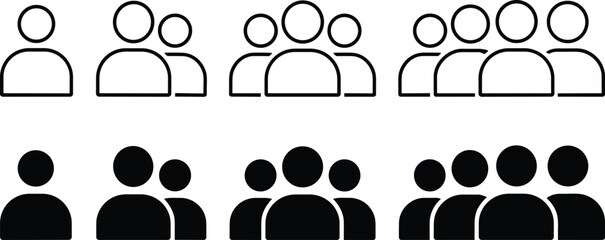User group icons: single person, two, three, four people in outline and solid styles