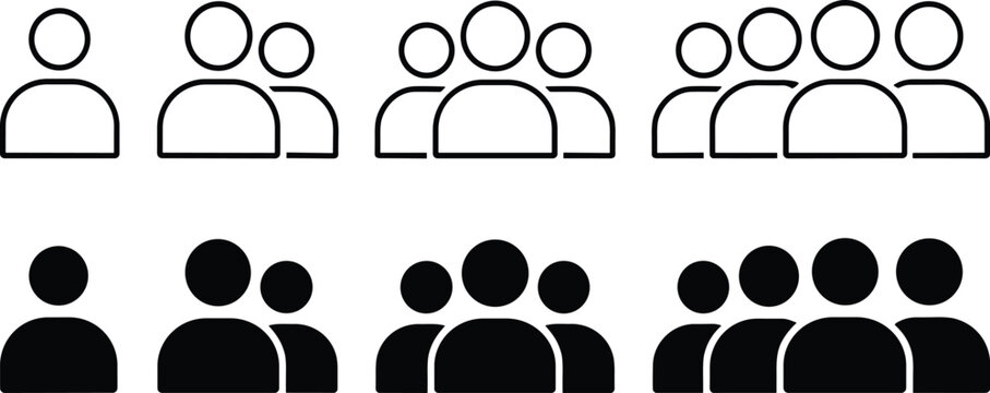 User group icons: single person, two, three, four people in outline and solid styles