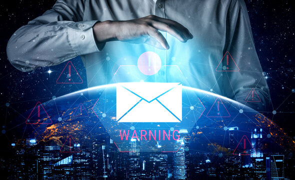 Digital warning mail interface highlights email threat detection, security monitoring, and proactive prevention of phishing and malware intrusions. Parse - Powered by Adobe