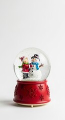 Christmas Wonderland: A charming snow globe, featuring a cheerful snowman and a festive figure, captures the magic of winter holidays, evokes feelings of nostalgia and seasonal delight.