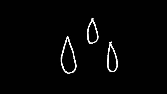 water drop rain on black background loop animation