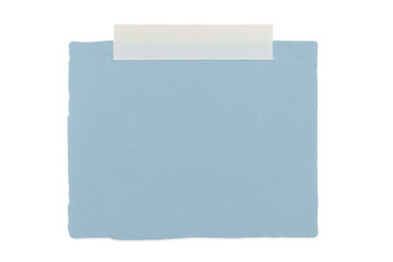 Plain blue square sticky note with masking tape, ready for text, memos, or reminders on a transparent background