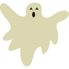 Cartoon Ghost With Open Mouth And Arms Spread Wide Against White Transparent Background Halloween Spirit Fun Spooky Season Spooky Character Celebration Autumn Holiday Event Graphic Design Element
