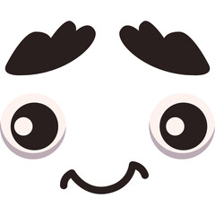Cartoon Face Expression With Black Eyebrows White Eyes And Small Sad Mouth On Transparent Background With Gentle Lighting