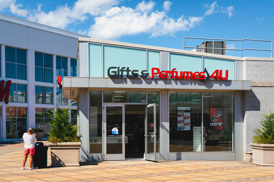 Atlantic City, NJ - Aug 26, 2025: Storefront of Gifts & Perfumes 4U store, which is part of Perfumes 4U&rsquo;s 50+ locations across USA and Canada offering designer fragrances and gifts