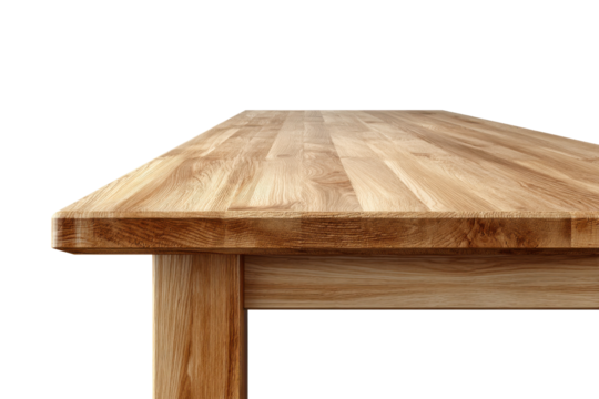 Light brown wooden table surface with visible grain and edge detail texture, Png, Isolated on Transparent Background, Cut Out - Powered by Adobe