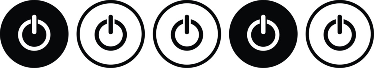 Power on off icon set. modern minimal interface symbols for digital switch control
