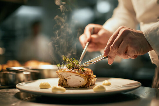 Gourmet Thanksgiving Turkey &mdash; Michelin Star Plating, Luxury Holiday Feast, Fine Dining Style