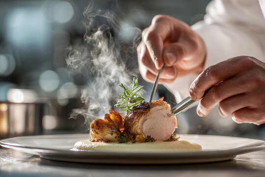Gourmet Thanksgiving Turkey &mdash; Michelin Star Plating, Luxury Holiday Feast, Fine Dining Style