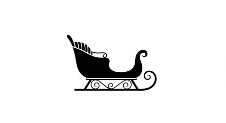Elegant black silhouette of santas sleigh isolated on, a symbol of christmas magic and festive tradition, perfect for holiday designs