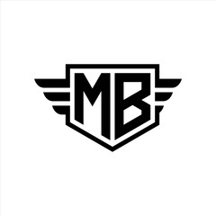 MB Logo vector image of initial shield with wing outline and simple shield