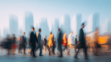 Blurred Business People In the City - Generative Ai. High quality