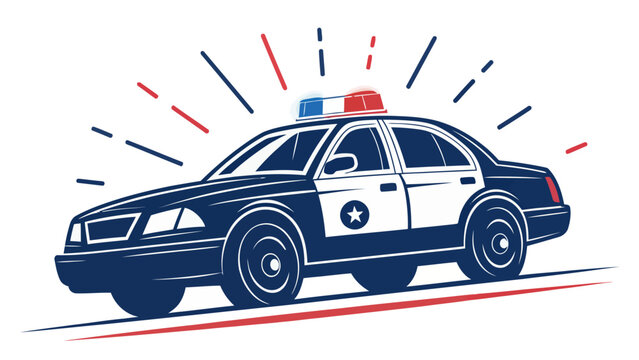 Patrolling with purpose, a police car illustration embodying safety, justice, and community service, ideal for government, law enforcement, and civic projects