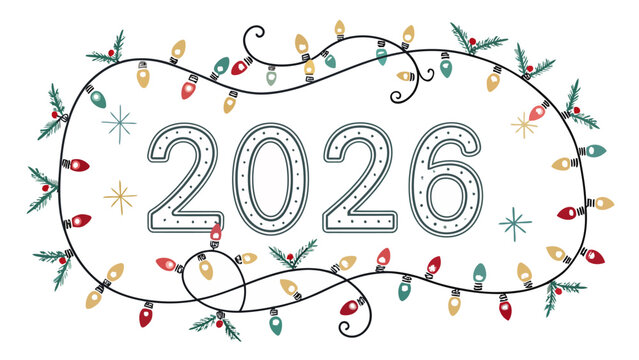 Celebrate a bright New Year 2026 with festive lights, whimsical holiday cheer, and fresh beginnings for modern greeting cards and cheerful party invites