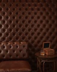 Obraz premium Luxurious leather tufted wall and furniture creating a sophisticated ambiance experience