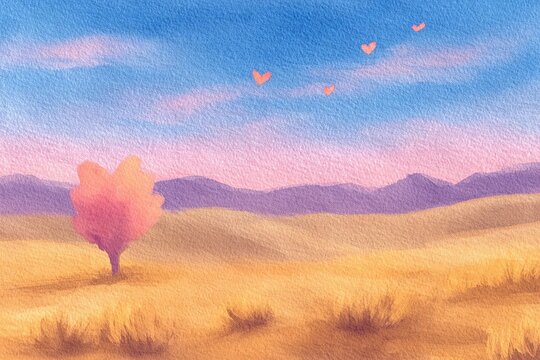 桜の木　暖かいタッチのイラスト