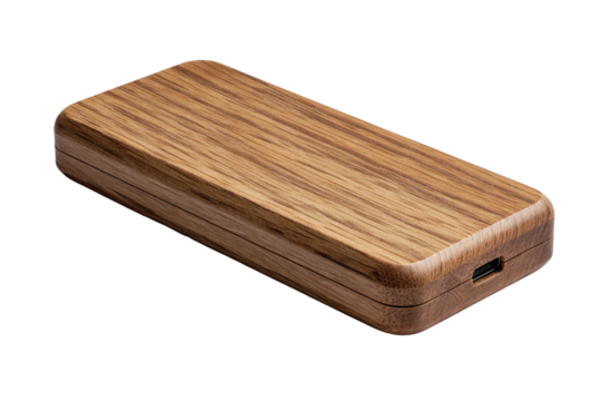 Rectangular wooden case with U S B port on black background image, Png, Isolated on Transparent Background, Cut Out