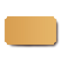 Golden perforated ticket mockup in metallic gold clean editable vector for vouchers, raffle, VIP passes, invitations and elegant premium design.