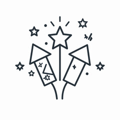 fireworks and stars icon independence day style