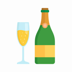 champagne bottle and glasses, bottle of champagne, champagne bottle and glass, 