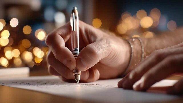 Penmanship Revelation: A person delicately pens a thoughtful letter, capturing the artistry and sentiment of written communication.