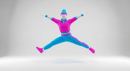 Fototapeta premium Energetic Dancer in Mid-Air with Vibrant Colors and Dynamic Pose.