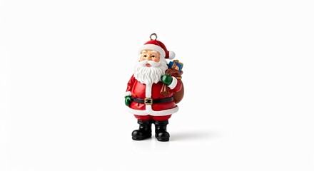 Christmas Ornament of Santa Claus Carrying a Gift Bag