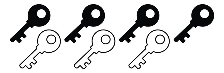 key icon,Unlock success with these modern key icons for your designs,Key icon set. Isolated security and lock symbol. VectorKey icon set. Antique key silhouettes. Medieval and modern keys, 