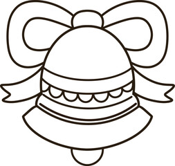 Christmas bell coloring page with a bow on top