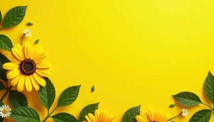 Bright, sunny yellow banner, spacious and airy , happy, design