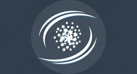 A captivating logo design featuring stylized snowflakes encircled by swooping lines, creating a visually appealing and modern emblem for winterthemed branding