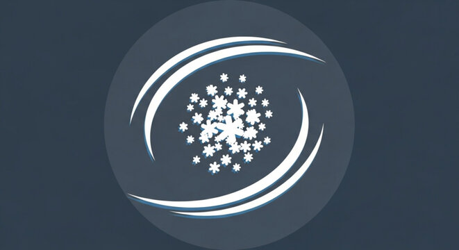 A captivating logo design featuring stylized snowflakes encircled by swooping lines, creating a visually appealing and modern emblem for winterthemed branding
