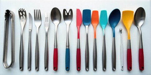 Culinary Command Center A top down, highly detailed shot of an immaculate, professional chef s workstation in a commercial kitchen. Gleaming stainless steel surfaces, meticulously arranged knives in a