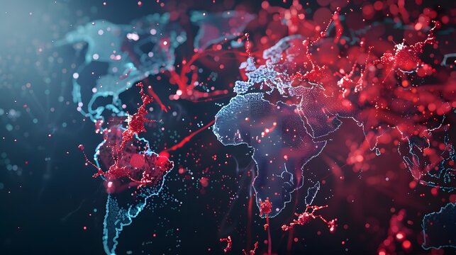 3D global medical infographic showing world map and leukemia incidence concept representing hematology research, oncology awareness, and global health data visualization.