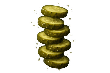 Sliced gherkins stacking with droplets, ready for healthy eating, ingredient for snacks and food