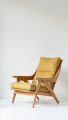 Modern minimalist armchair, stark white backdrop, clean lines , texture, aesthetic