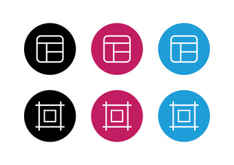 Layout Icons, Colorful UI Symbols for Web Design, Grid Alignment, Interface Buttons, Mobile App Controls, Graphic Editor Elements